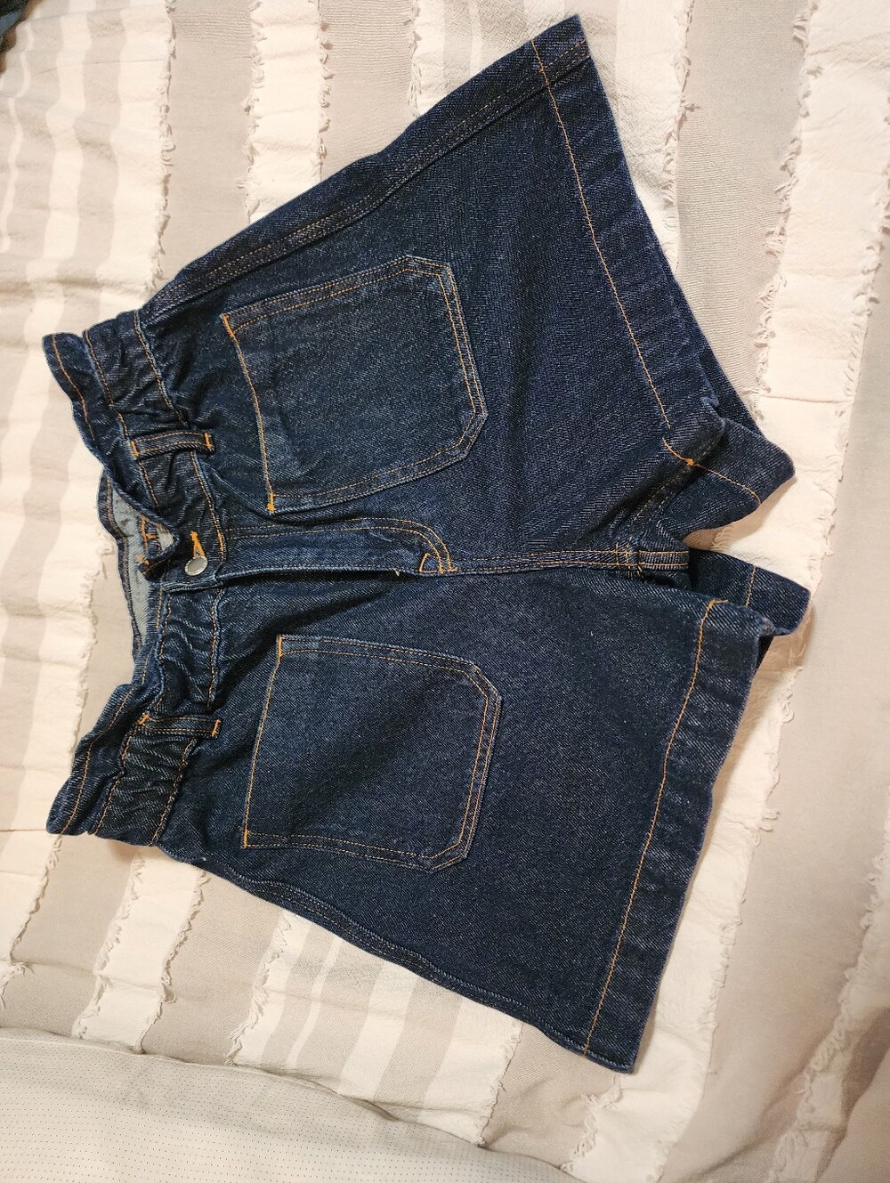 Zara Dark Blue Denim Paperbag Waist Shorts. Final Price